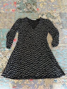 Zara Black Mini Dress with White Floral Print